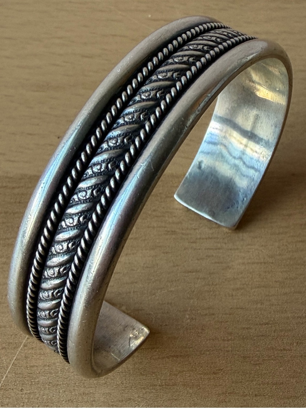 VINTAGE ORNATE WIDE CUFF BANGLE BRACELET 925 STERLING SILVER HEAVY BEAUTIFUL